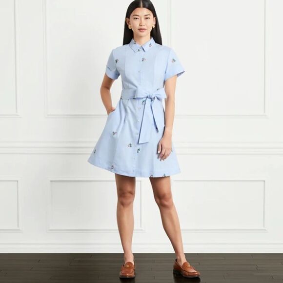 Hill House Oxford Blue Floral Embroidery Laura Dress NWT - Picture 1 of 9